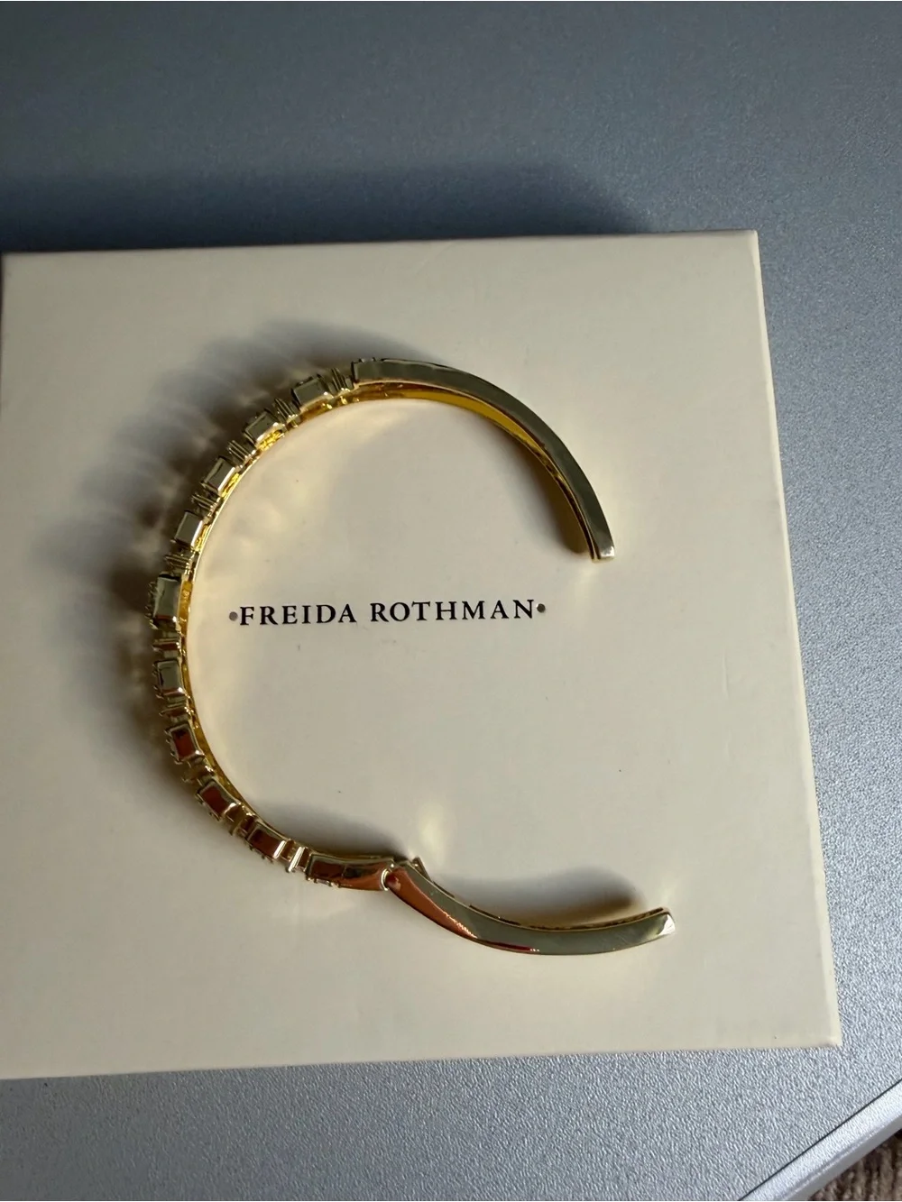 Freida Rothman Gold Crystal Tennis Bracelet new